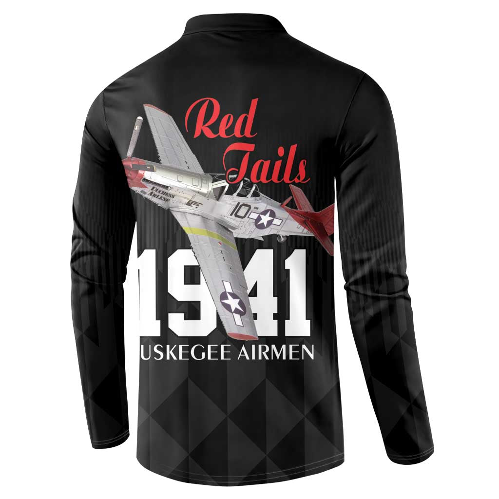 Tuskegee Airmen Red Tails Button Sweatshirt African American Pilots Heritage Black Style - Wonder Print Shop