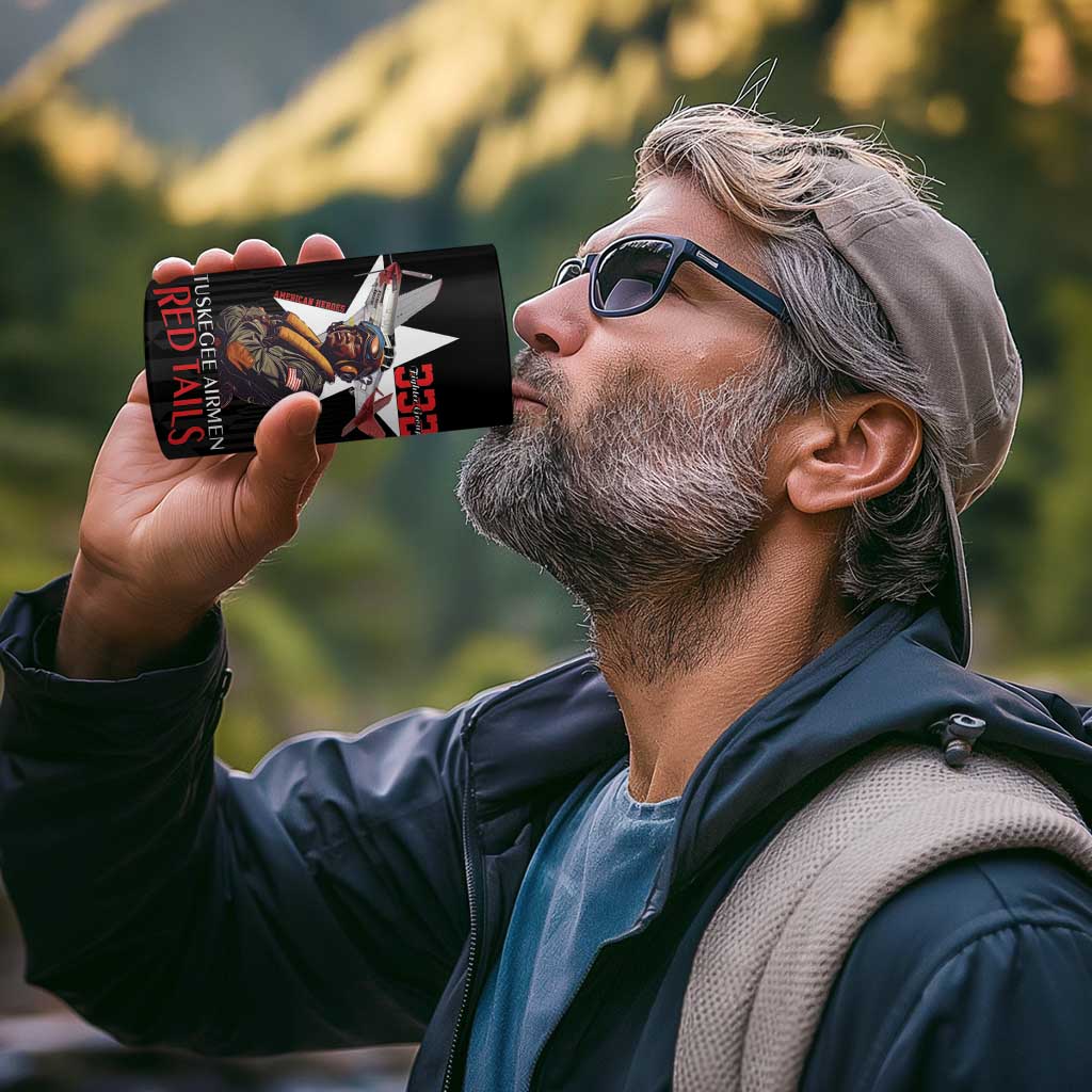 Tuskegee Airmen Red Tails 4 in 1 Can Cooler Tumbler African American Pilots Heritage Black Style - Wonder Print Shop