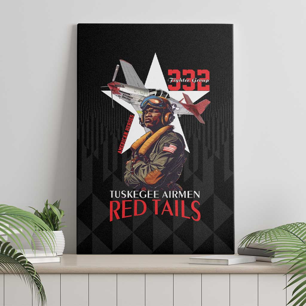 Tuskegee Airmen Red Tails Canvas Wall Art African American Pilots Heritage Black Style - Wonder Print Shop