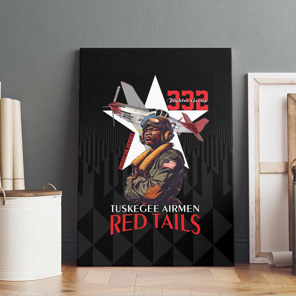 Tuskegee Airmen Red Tails Canvas Wall Art African American Pilots Heritage Black Style - Wonder Print Shop