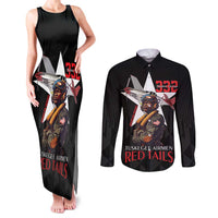 Tuskegee Airmen Red Tails Couples Matching Tank Maxi Dress and Long Sleeve Button Shirt African American Pilots Heritage Black Style - Wonder Print Shop