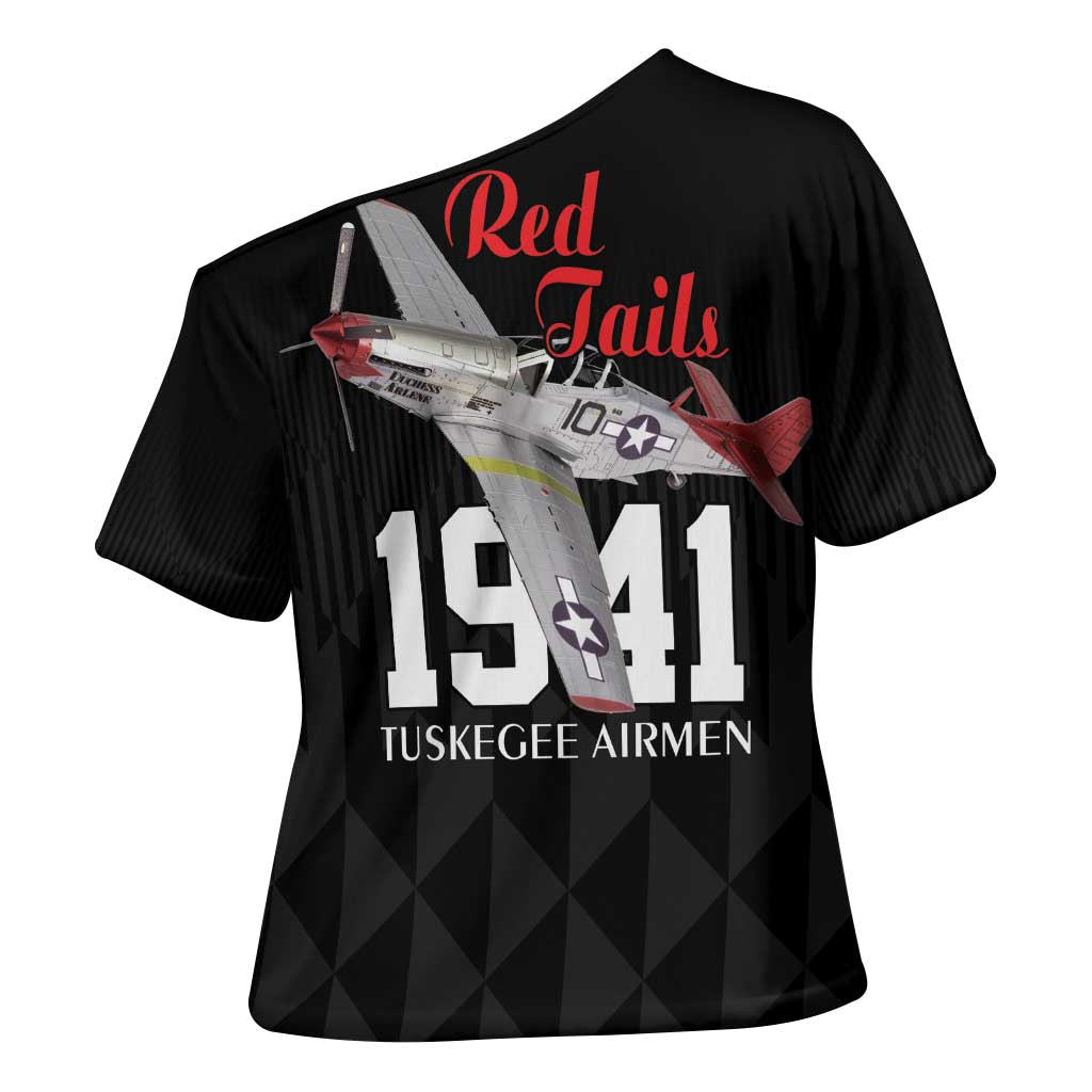 Tuskegee Airmen Red Tails Cross Shoulder Shirt African American Pilots Heritage Black Style - Wonder Print Shop