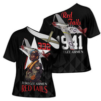 Tuskegee Airmen Red Tails Cross Shoulder Shirt African American Pilots Heritage Black Style - Wonder Print Shop