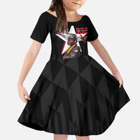 Tuskegee Airmen Red Tails Family Matching Off The Shoulder Long Sleeve Dress and Hawaiian Shirt African American Pilots Heritage Black Style - Wonder Print Shop