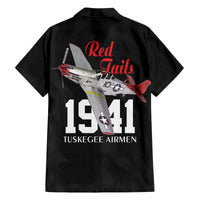 Tuskegee Airmen Red Tails Family Matching Off The Shoulder Long Sleeve Dress and Hawaiian Shirt African American Pilots Heritage Black Style - Wonder Print Shop