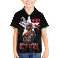 Tuskegee Airmen Red Tails Family Matching Off The Shoulder Long Sleeve Dress and Hawaiian Shirt African American Pilots Heritage Black Style - Wonder Print Shop