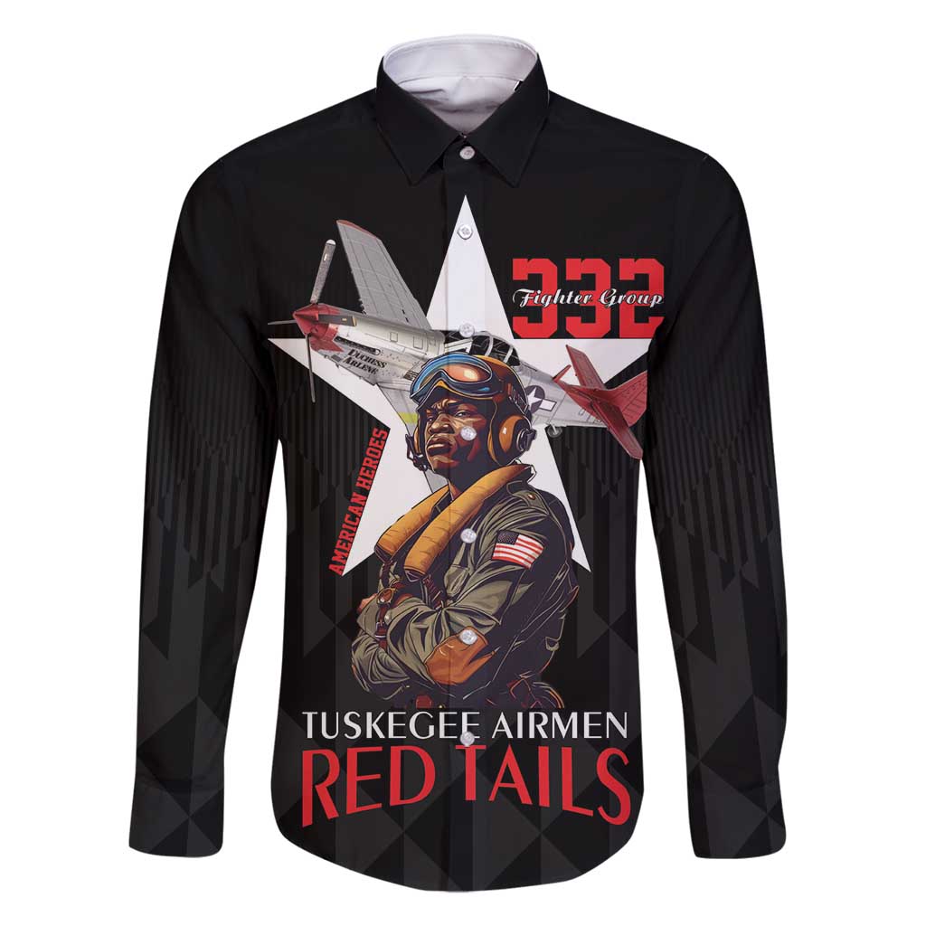 Tuskegee Airmen Red Tails Family Matching Off Shoulder Maxi Dress and Hawaiian Shirt African American Pilots Heritage Black Style - Wonder Print Shop