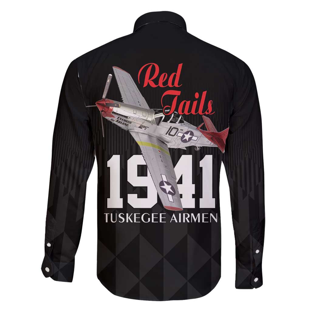 Tuskegee Airmen Red Tails Family Matching Off Shoulder Maxi Dress and Hawaiian Shirt African American Pilots Heritage Black Style - Wonder Print Shop