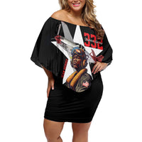 Tuskegee Airmen Red Tails Family Matching Off Shoulder Short Dress and Hawaiian Shirt African American Pilots Heritage Black Style - Wonder Print Shop