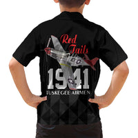 Tuskegee Airmen Red Tails Family Matching Puletasi and Hawaiian Shirt African American Pilots Heritage Black Style - Wonder Print Shop