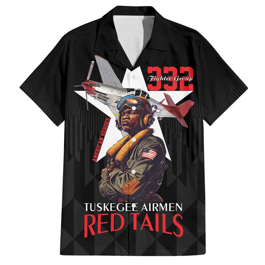 Tuskegee Airmen Red Tails Family Matching Puletasi and Hawaiian Shirt African American Pilots Heritage Black Style - Wonder Print Shop
