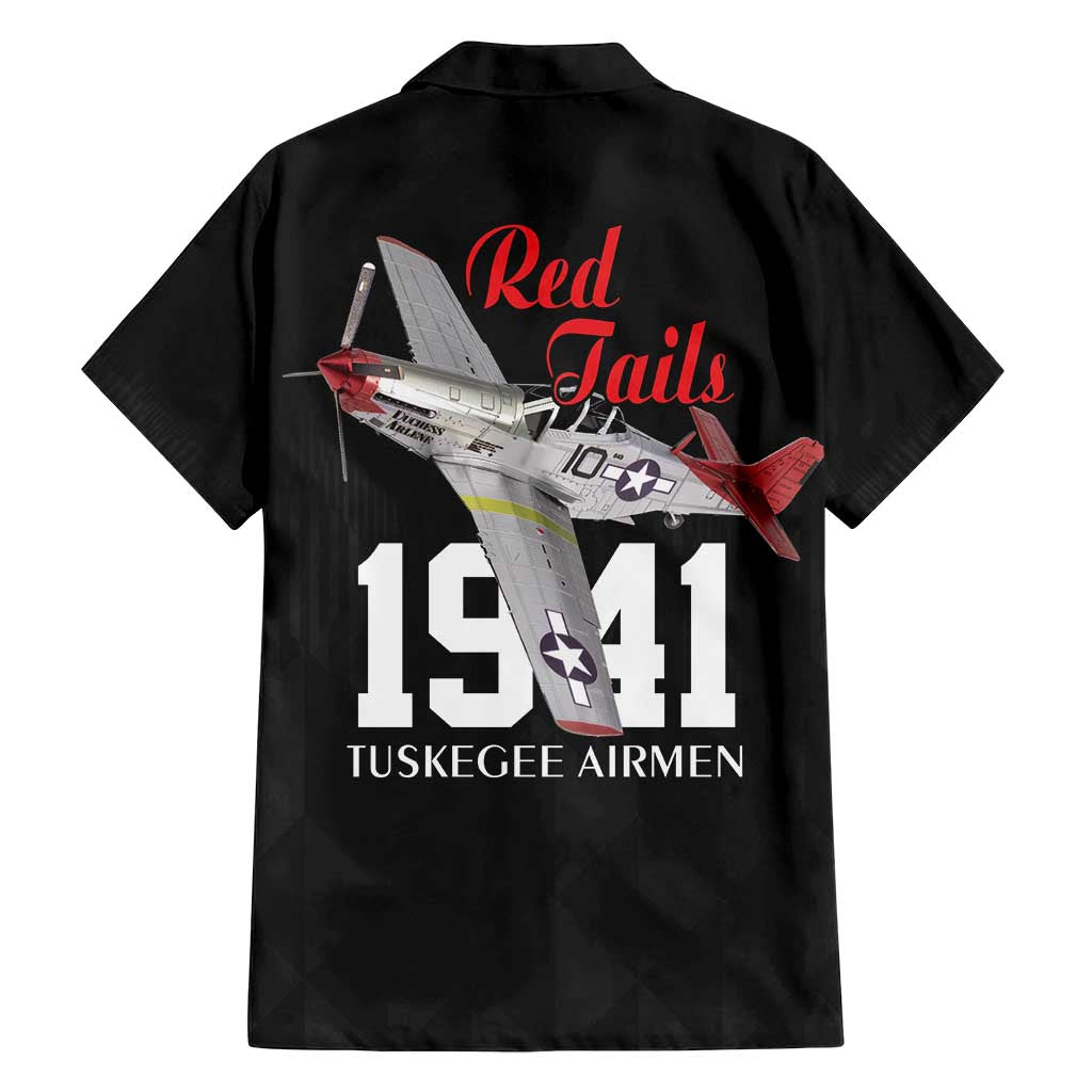 Tuskegee Airmen Red Tails Family Matching Puletasi and Hawaiian Shirt African American Pilots Heritage Black Style - Wonder Print Shop