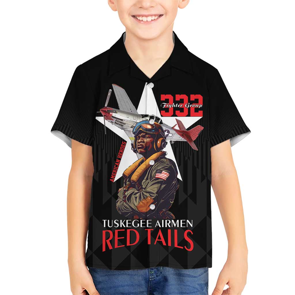 Tuskegee Airmen Red Tails Family Matching Puletasi and Hawaiian Shirt African American Pilots Heritage Black Style - Wonder Print Shop