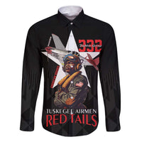 Tuskegee Airmen Red Tails Family Matching Short Sleeve Bodycon Dress and Hawaiian Shirt African American Pilots Heritage Black Style - Wonder Print Shop