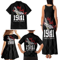 Tuskegee Airmen Red Tails Family Matching Tank Maxi Dress and Hawaiian Shirt African American Pilots Heritage Black Style - Wonder Print Shop