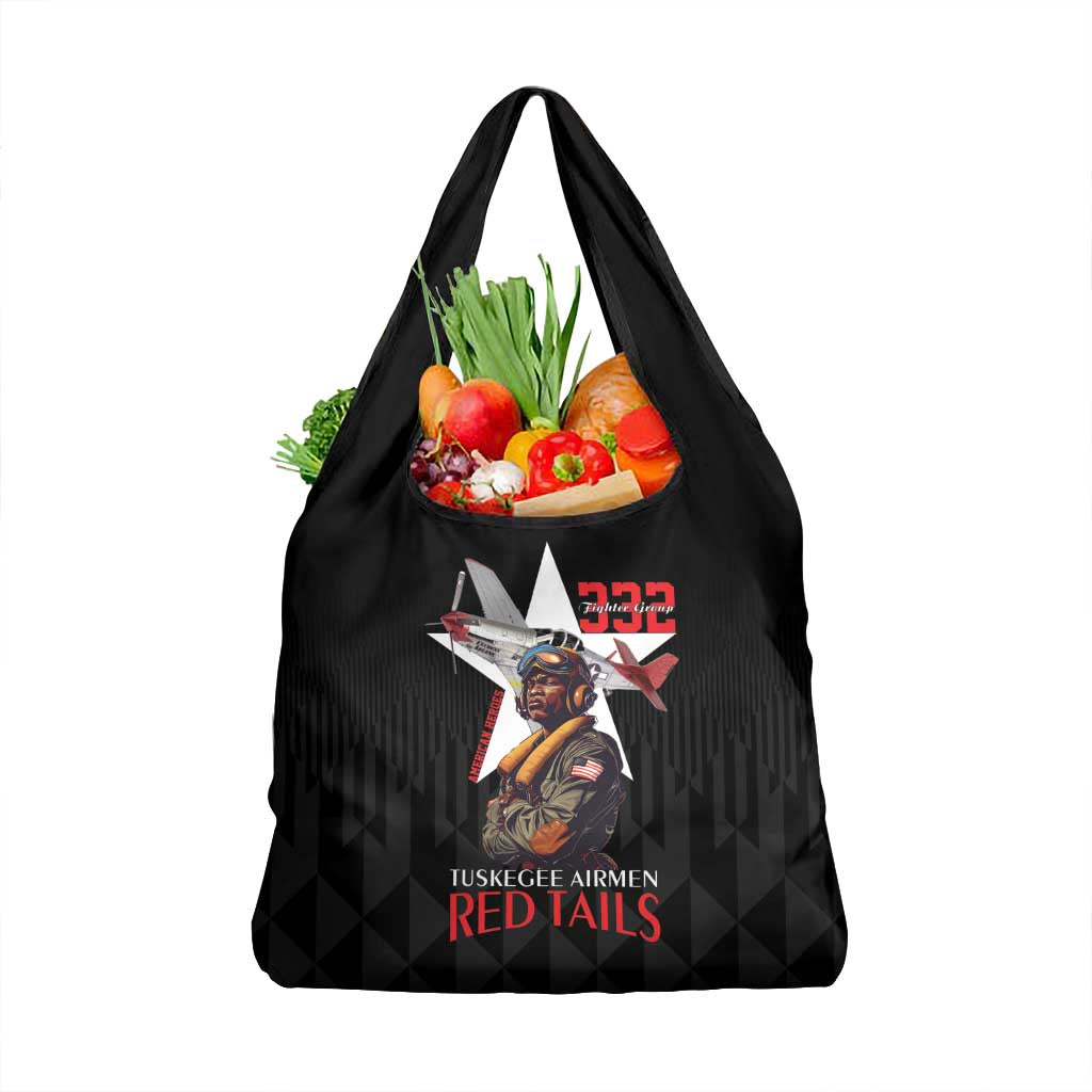 Tuskegee Airmen Red Tails Grocery Bag African American Pilots Heritage Black Style - Wonder Print Shop