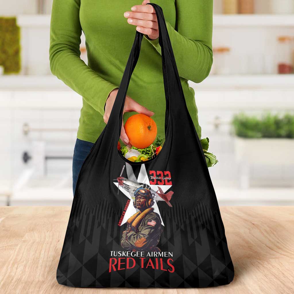 Tuskegee Airmen Red Tails Grocery Bag African American Pilots Heritage Black Style - Wonder Print Shop