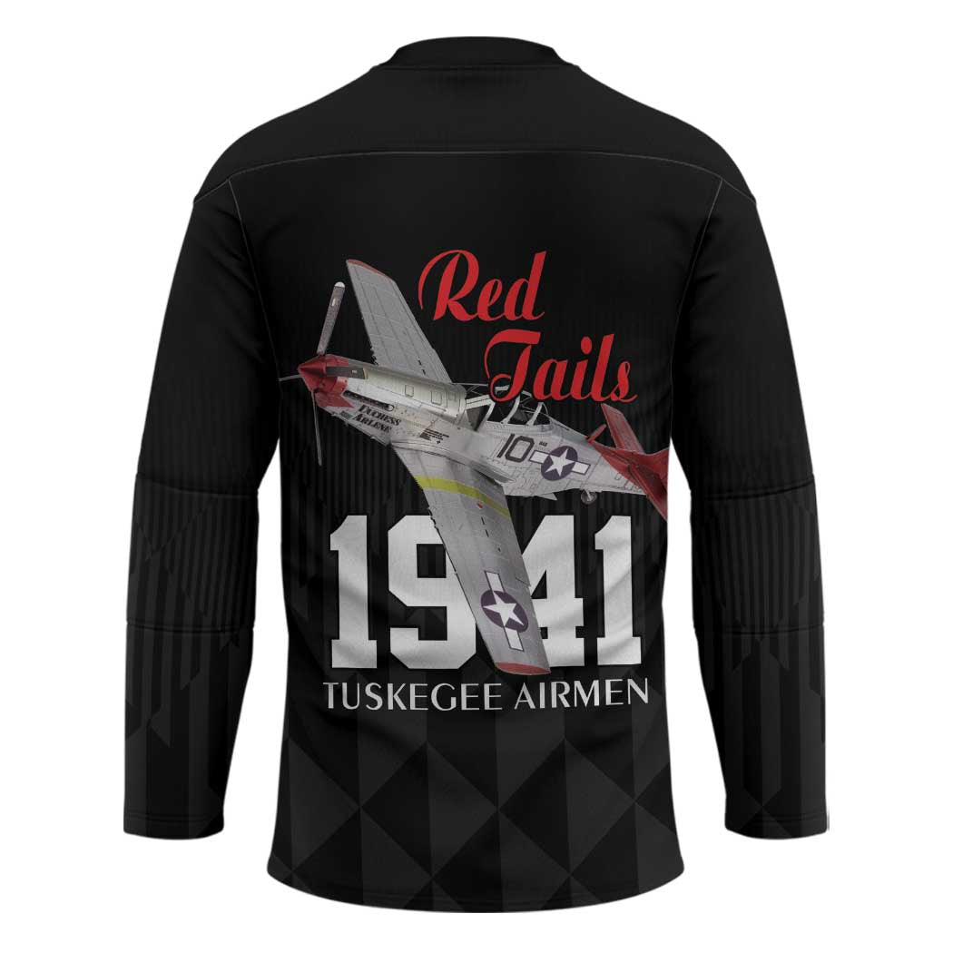 Tuskegee Airmen Red Tails Hockey Jersey African American Pilots Heritage Black Style - Wonder Print Shop
