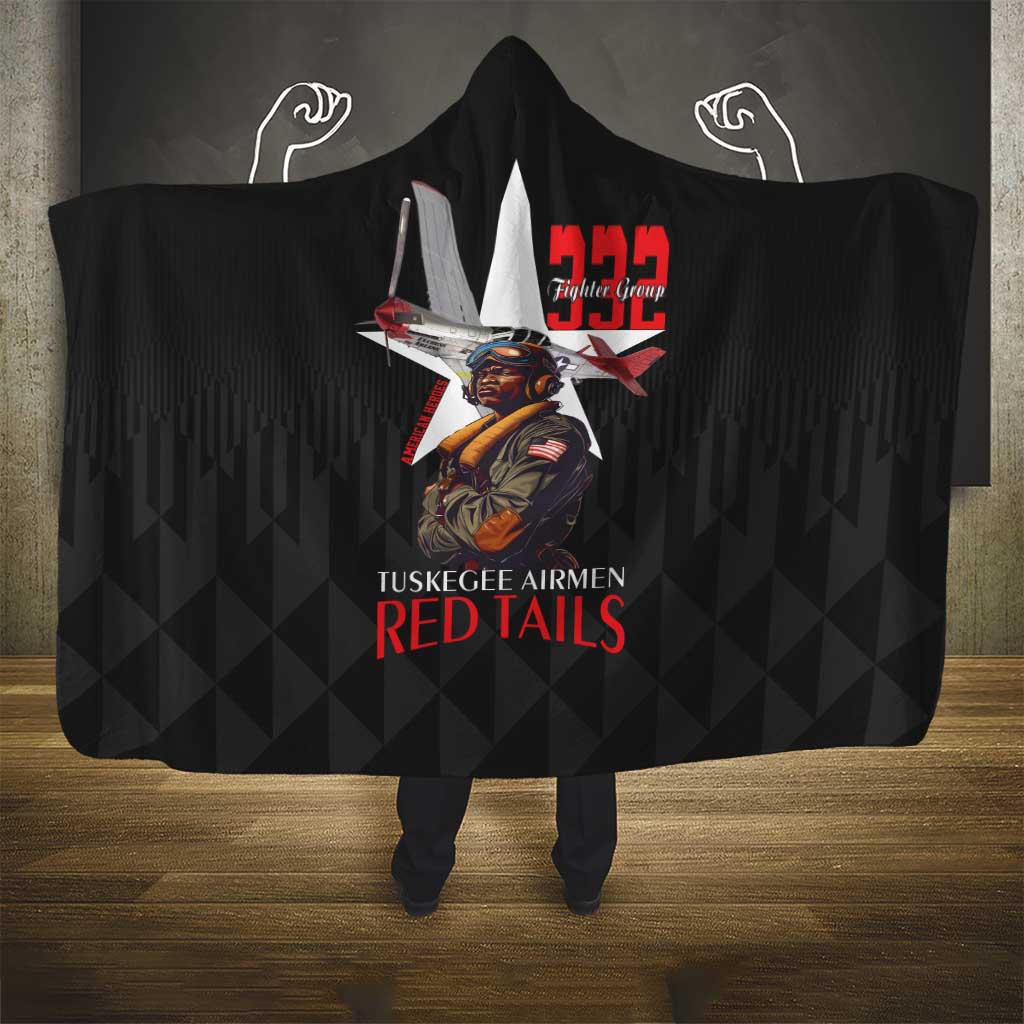 Tuskegee Airmen Red Tails Hooded Blanket African American Pilots Heritage Black Style - Wonder Print Shop