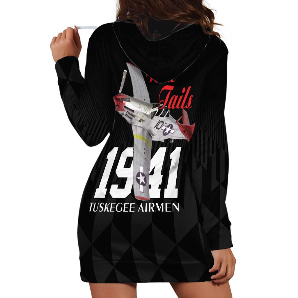 Tuskegee Airmen Red Tails Hoodie Dress African American Pilots Heritage Black Style - Wonder Print Shop