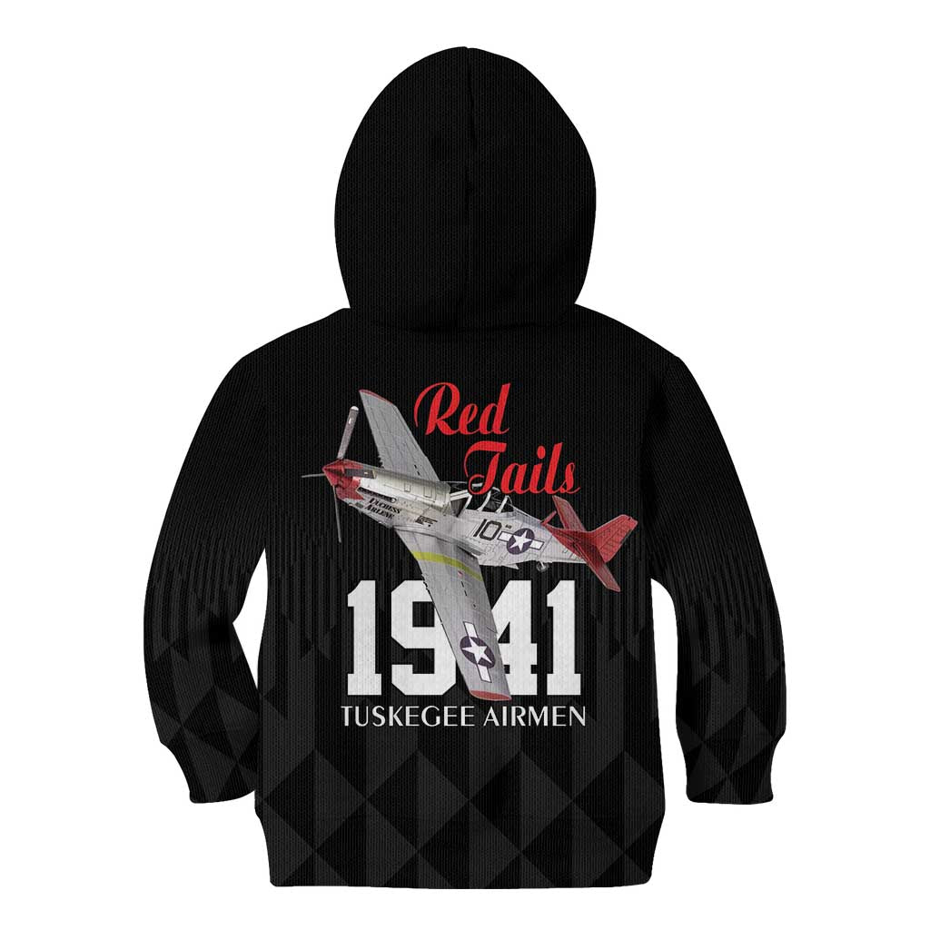 Tuskegee Airmen Red Tails Kid Hoodie African American Pilots Heritage Black Style - Wonder Print Shop