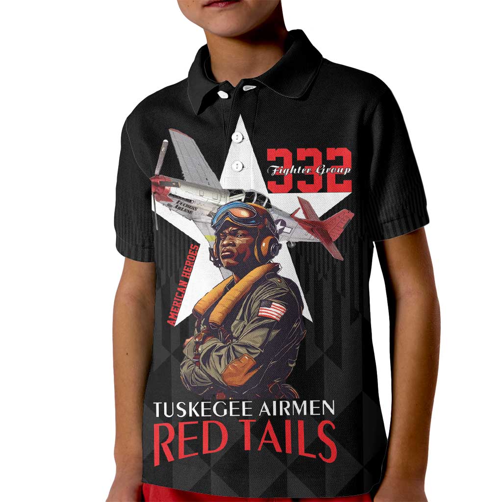 Tuskegee Airmen Red Tails Kid Polo Shirt African American Pilots Heritage Black Style - Wonder Print Shop