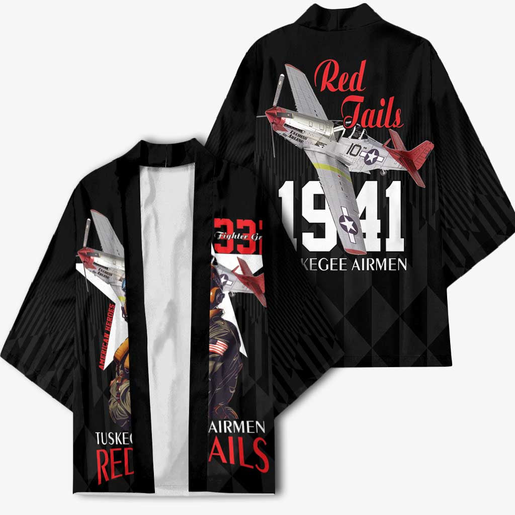 Tuskegee Airmen Red Tails Kimono African American Pilots Heritage Black Style - Wonder Print Shop