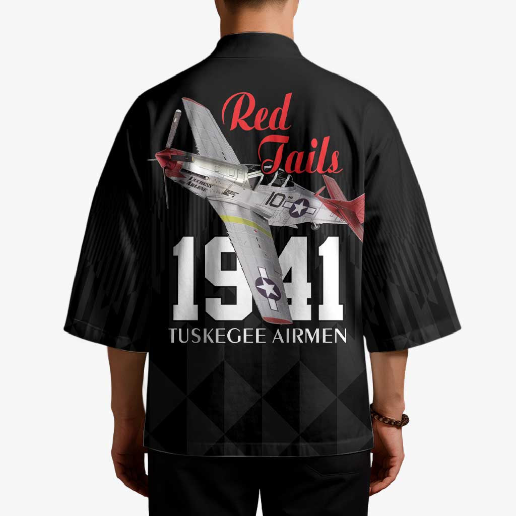 Tuskegee Airmen Red Tails Kimono African American Pilots Heritage Black Style - Wonder Print Shop