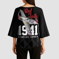 Tuskegee Airmen Red Tails Kimono Sleeve Blouse African American Pilots Heritage Black Style - Wonder Print Shop