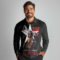 Tuskegee Airmen Red Tails Long Sleeve Polo Shirt African American Pilots Heritage Black Style - Wonder Print Shop
