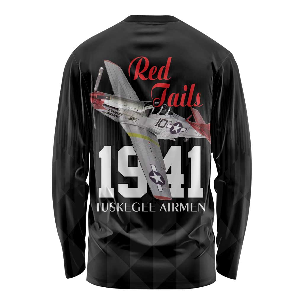 Tuskegee Airmen Red Tails Long Sleeve Shirt African American Pilots Heritage Black Style - Wonder Print Shop