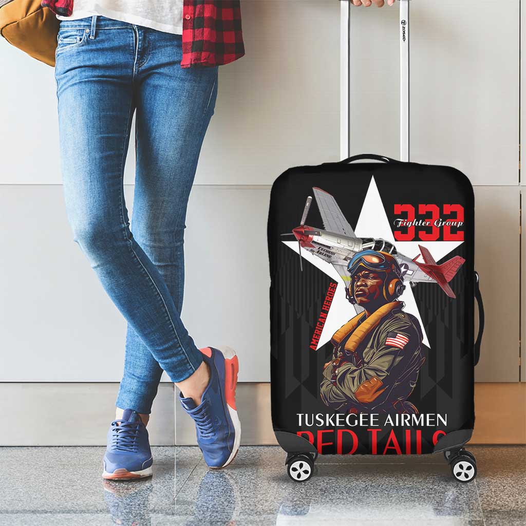 Tuskegee Airmen Red Tails Luggage Cover African American Pilots Heritage Black Style - Wonder Print Shop
