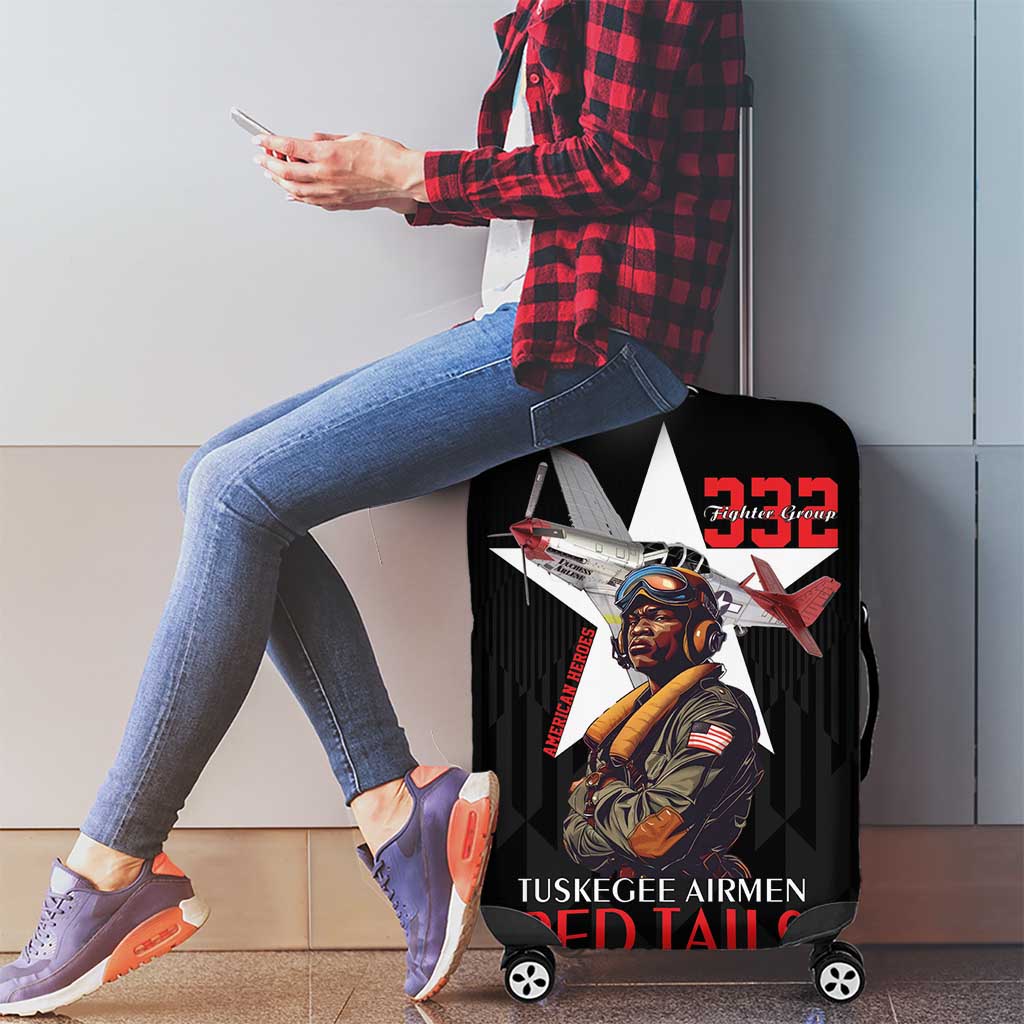Tuskegee Airmen Red Tails Luggage Cover African American Pilots Heritage Black Style - Wonder Print Shop