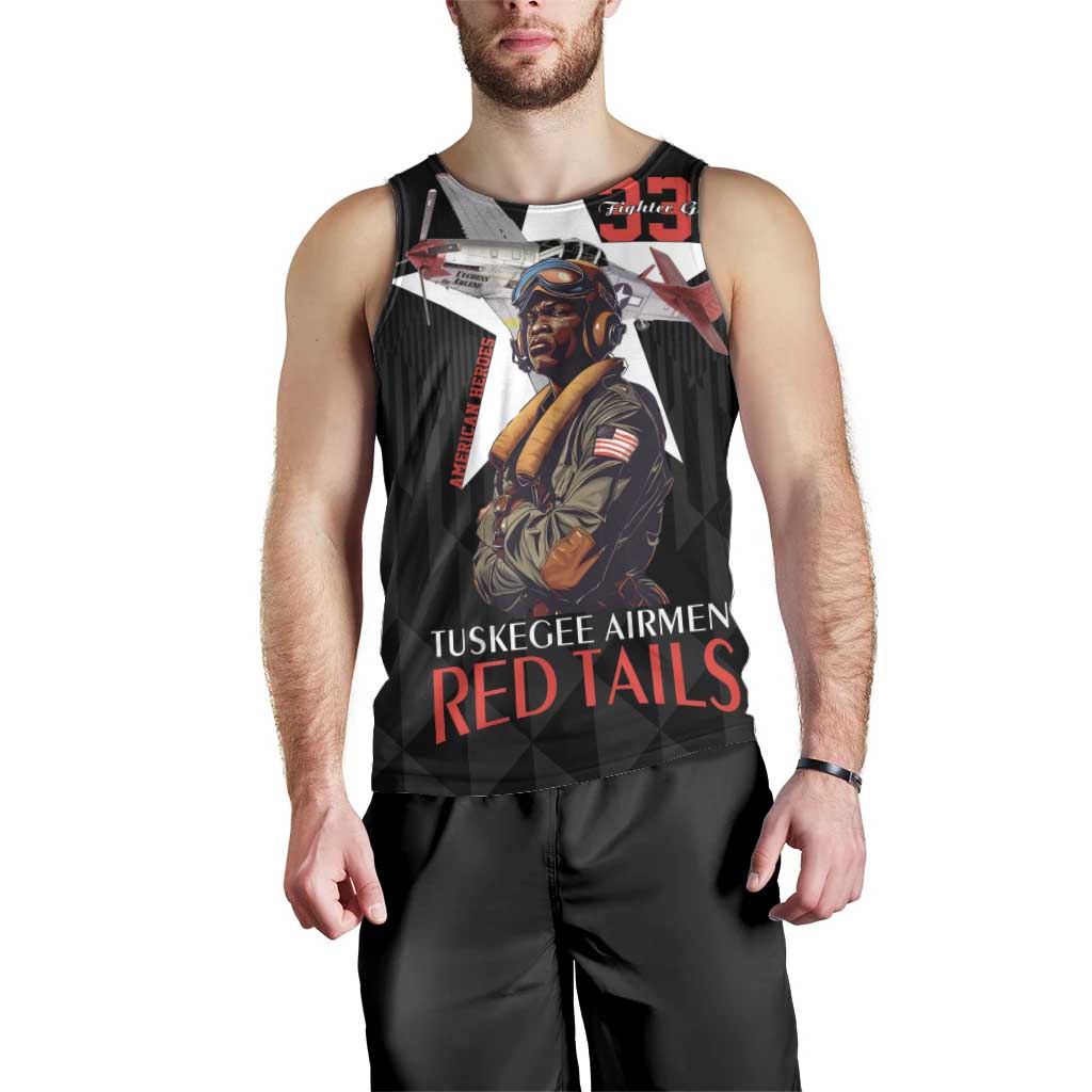 Tuskegee Airmen Red Tails Men Tank Top African American Pilots Heritage Black Style - Wonder Print Shop