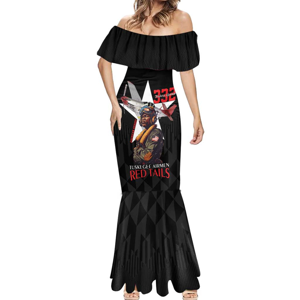 Tuskegee Airmen Red Tails Mermaid Dress African American Pilots Heritage Black Style - Wonder Print Shop
