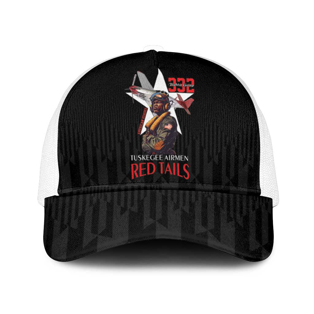 Tuskegee Airmen Red Tails Mesh Trucker Cap African American Pilots Heritage Black Style - Wonder Print Shop
