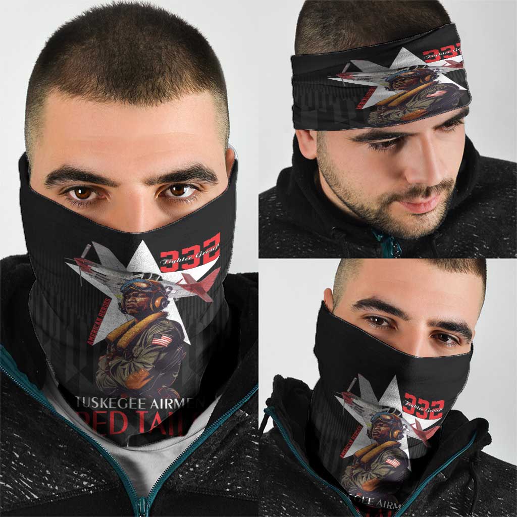 Tuskegee Airmen Red Tails Neck Gaiter African American Pilots Heritage Black Style - Wonder Print Shop