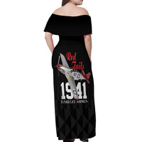 Tuskegee Airmen Red Tails Off Shoulder Maxi Dress African American Pilots Heritage Black Style - Wonder Print Shop