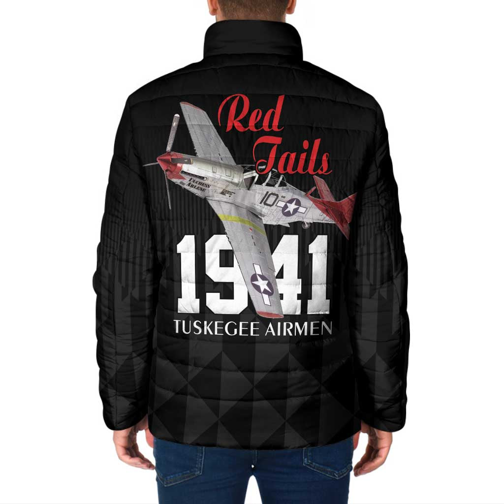 Tuskegee Airmen Red Tails Padded Jacket African American Pilots Heritage Black Style - Wonder Print Shop
