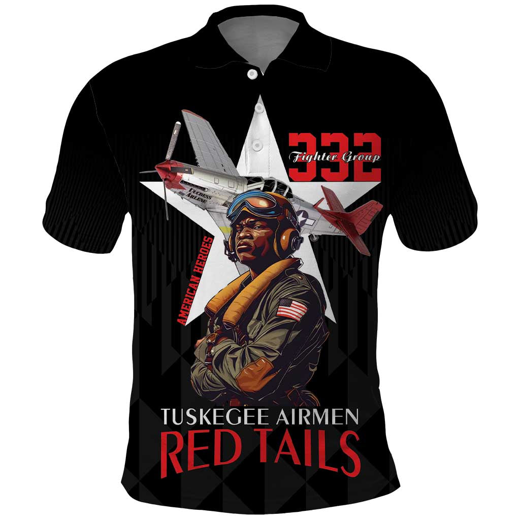 Tuskegee Airmen Red Tails Polo Shirt African American Pilots Heritage Black Style - Wonder Print Shop