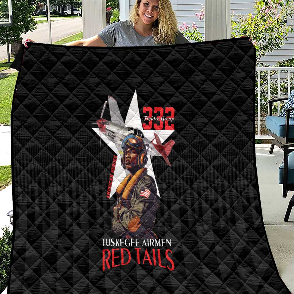 Tuskegee Airmen Red Tails Quilt African American Pilots Heritage Black Style - Wonder Print Shop