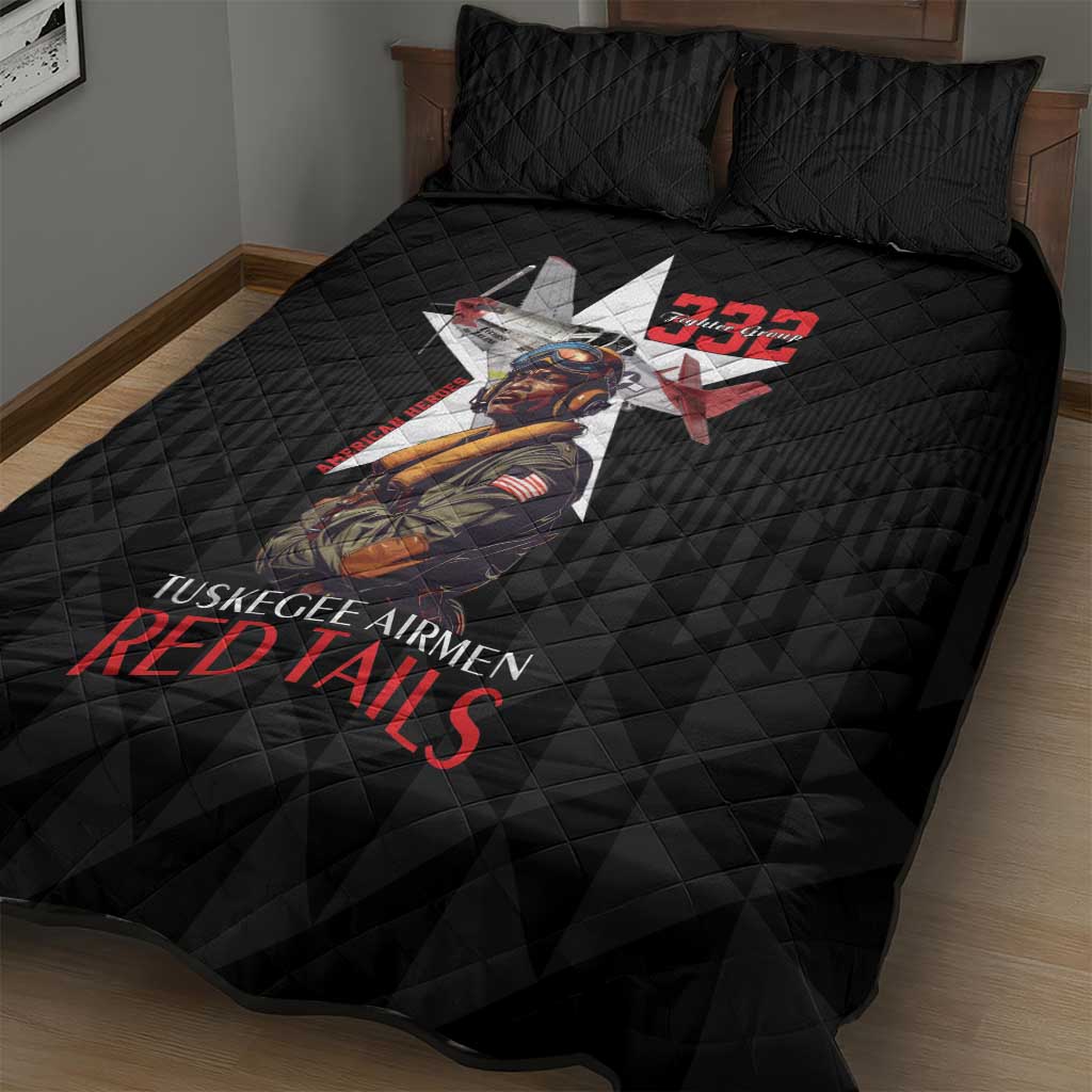 Tuskegee Airmen Red Tails Quilt Bed Set African American Pilots Heritage Black Style - Wonder Print Shop