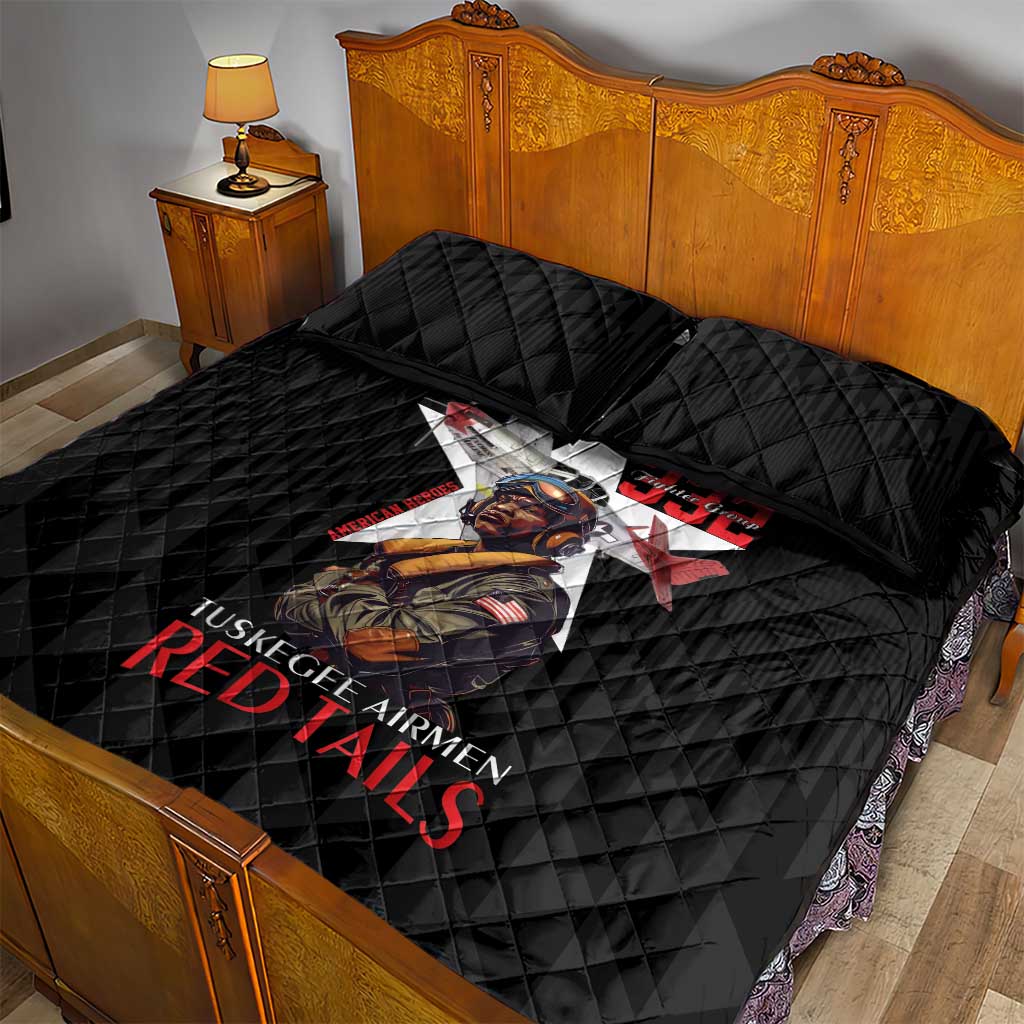 Tuskegee Airmen Red Tails Quilt Bed Set African American Pilots Heritage Black Style - Wonder Print Shop