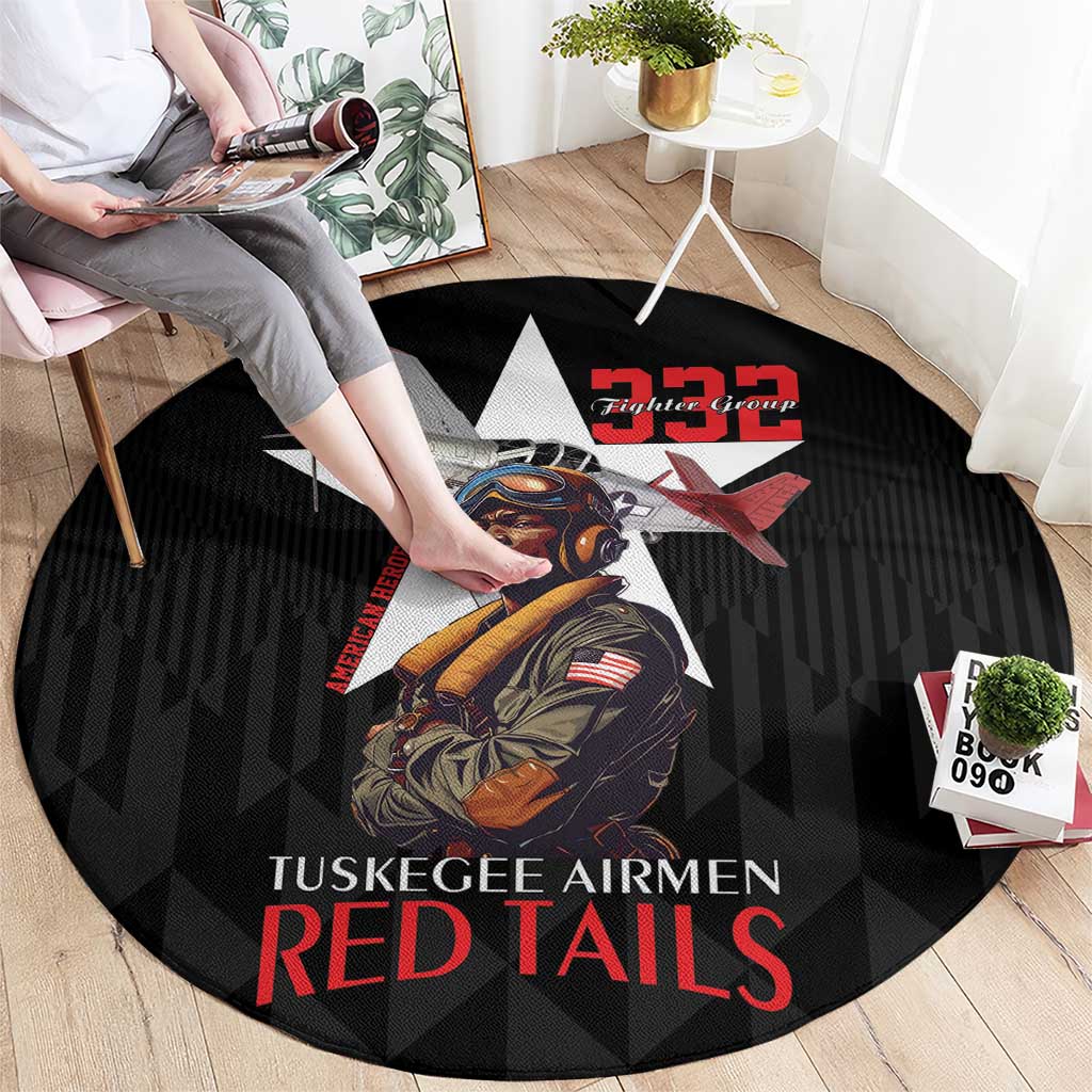 Tuskegee Airmen Red Tails Round Carpet African American Pilots Heritage Black Style - Wonder Print Shop