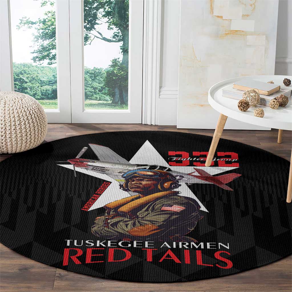 Tuskegee Airmen Red Tails Round Carpet African American Pilots Heritage Black Style - Wonder Print Shop