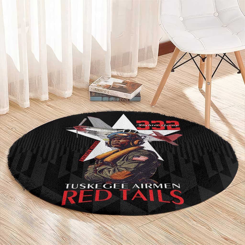 Tuskegee Airmen Red Tails Round Carpet African American Pilots Heritage Black Style - Wonder Print Shop