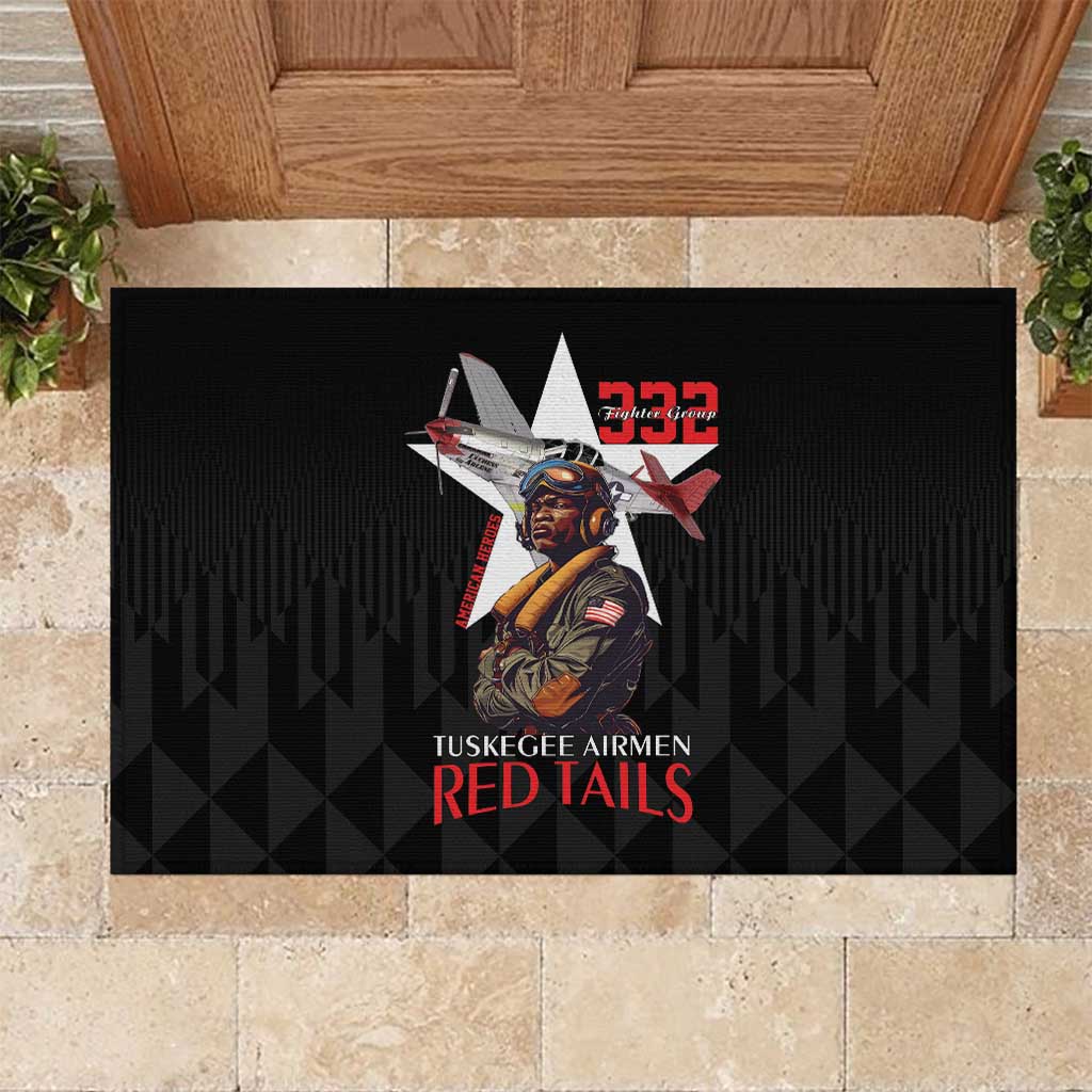 Tuskegee Airmen Red Tails Rubber Doormat African American Pilots Heritage Black Style - Wonder Print Shop