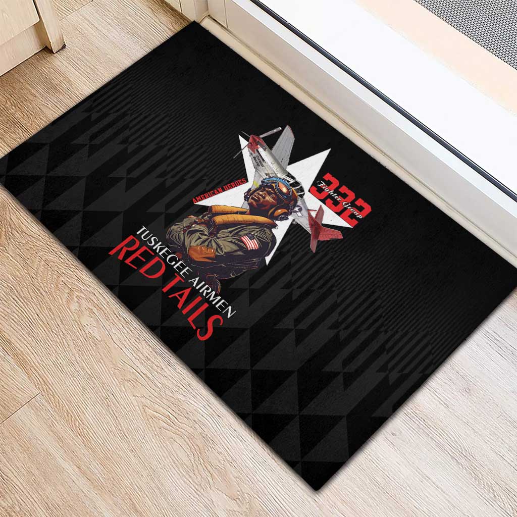 Tuskegee Airmen Red Tails Rubber Doormat African American Pilots Heritage Black Style - Wonder Print Shop