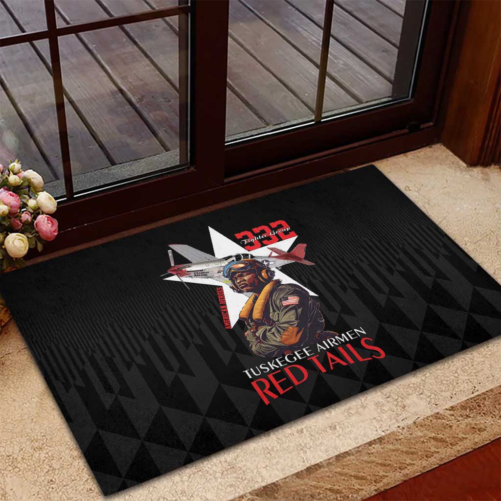 Tuskegee Airmen Red Tails Rubber Doormat African American Pilots Heritage Black Style - Wonder Print Shop