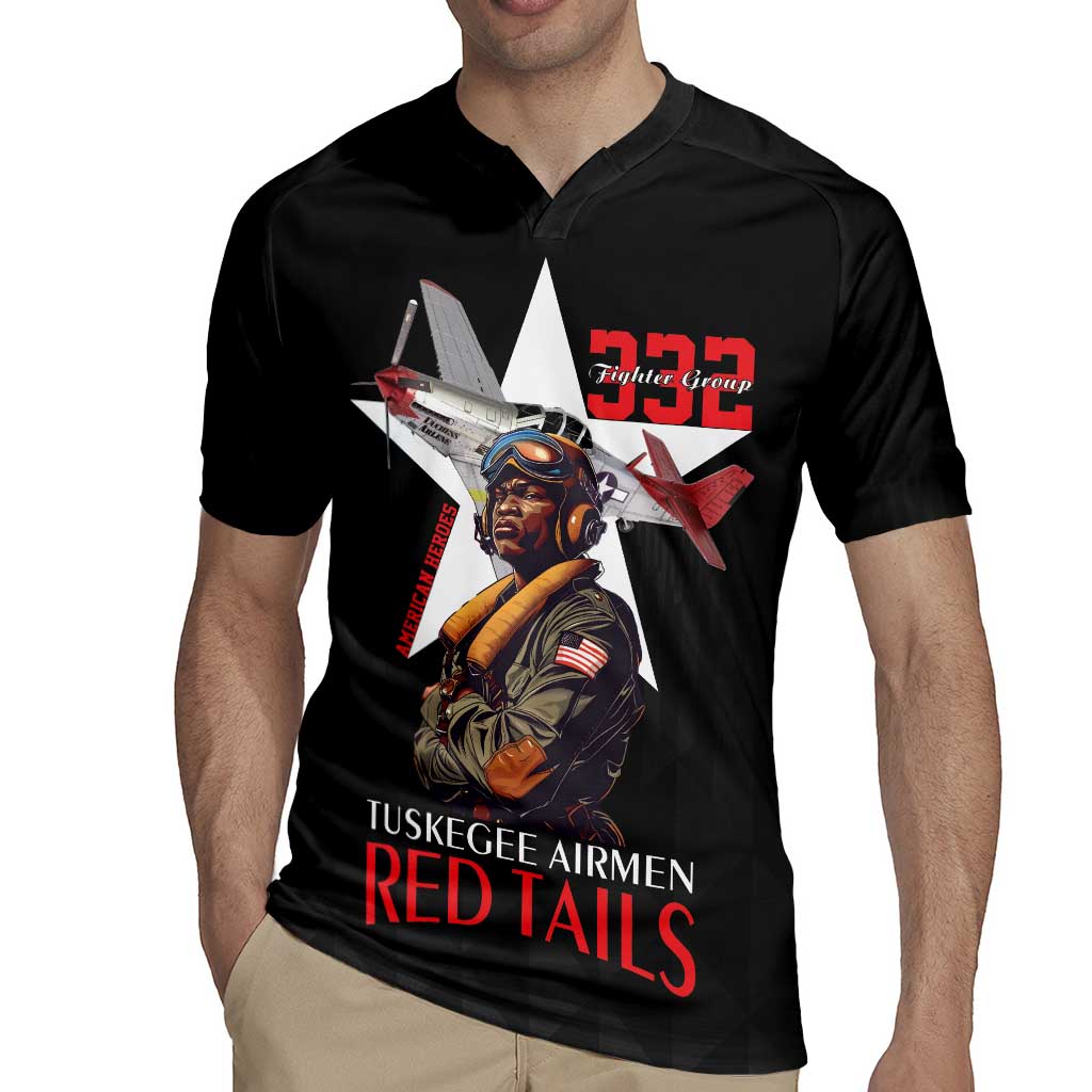 Tuskegee Airmen Red Tails Rugby Jersey African American Pilots Heritage Black Style - Wonder Print Shop